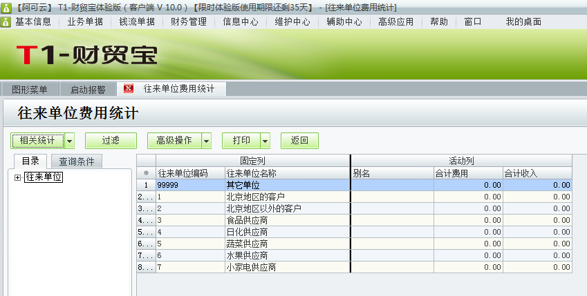 用友t1財(cái)貿(mào)寶10.0如何查詢費(fèi)用統(tǒng)計(jì)？